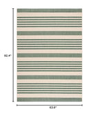 Safavieh Courtyard Collection Area Rug - 5'3'' X 7'7'', Beige & Dark Green, Stripe Design, Non-Shedding & Easy Care, Indoor/Outd