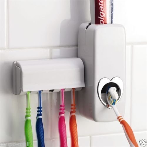 Prachit Plastic Wall Mounted Automatic Toothpaste Dispenser and Toothbrush Holder Toothpest Dispencer