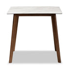 Baxton Studio Kaylee Mid-Century Modern Transitional Walnut Brown Finished Wood Dining Table with Faux Marble Tabletop