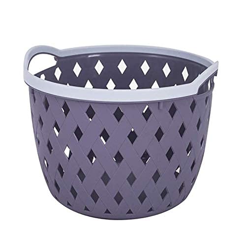 HOMIES, 1 Piece, Round Plastic Portable Storage Basket with Handle, Multicolor, 25 (D) x 20 (H) cm