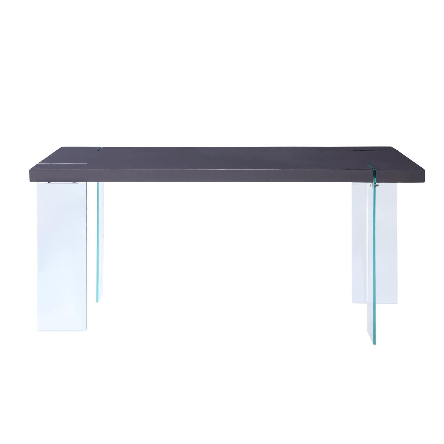 Acme Noland Dining Table in Gray High Gloss & Clear Glass