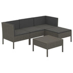 vidaXL Patio Lounge Set 5 Piece, Patio Furniture Set for Outside, Sectional Sofa with Cushions, Sofa, Farmhouse Modern, Poly Rattan Gray