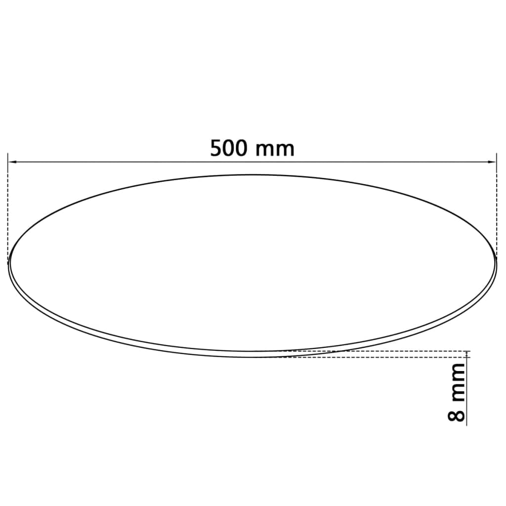 vidaXL Transparent Tempered Glass Table Top - Round 19.7" - Easy to Clean, Scratch-Free, Ideal for Dining Table, Coffee Table & Garden Table