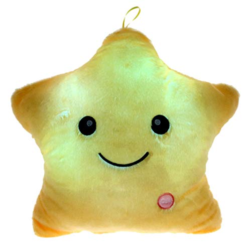Elfishgo Creative Twinkle Glowing Stars Shape Plush Throw Pillow, Led Night Light Pillow Cushions Stuffed Toys Gifts For Kids, C