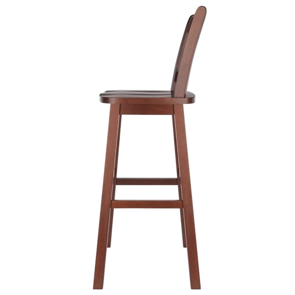 Winsome Fina Swivel Seat Bar Stool, 30In Height, Solid Wood, Walnut Finish