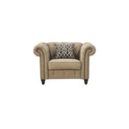 Acme Aurelia Nail-Head Trim Tufted Chair with 1 Pillow in Beige Linen