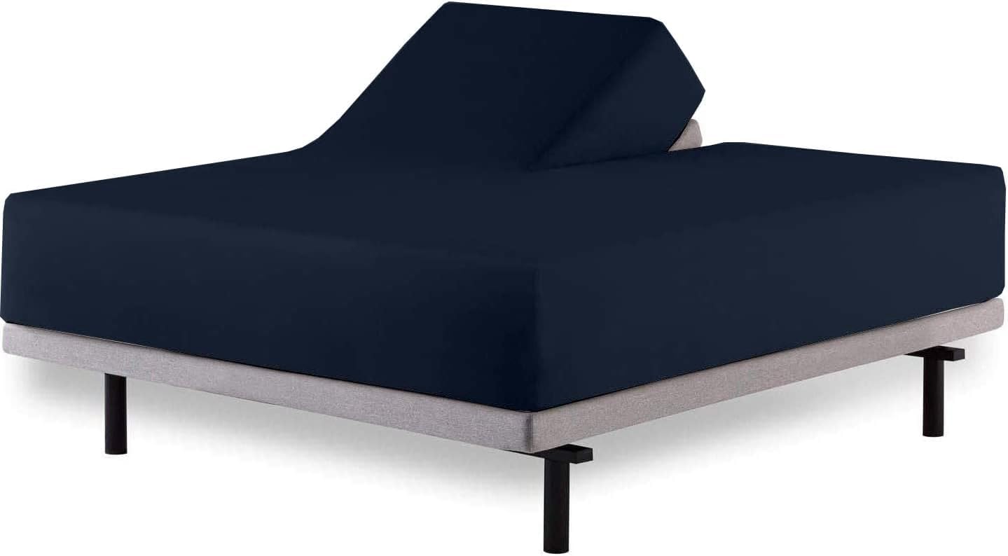 Home-Furnish Half Split King Fitted Sheet For Adjustable Beds, 1 Pc Top Only Down 39 Inches From The Top, 600 Thread Count 100%