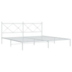 vidaXL Modern King Metal Bed Frame with Headboard - Steel Construction, White, 76"x79.9" - Bedroom Furniture for Enhanced Mattress Support