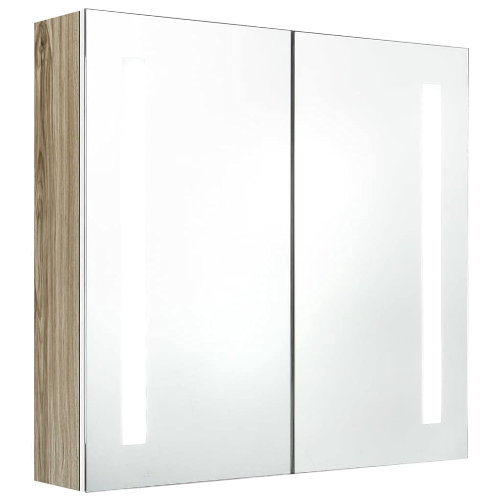 vidaXL Bathroom Cabinet Wall Mounted Mirror Cabinet with Shelves White and Oak