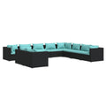 vidaXL Patio Lounge Set, 10-Piece with Cushions - Black Poly Rattan and Powder-Coated Steel Frame, Modular Design, Water-Resistant - Perfect Outdoor Furniture for Garden or Poolside