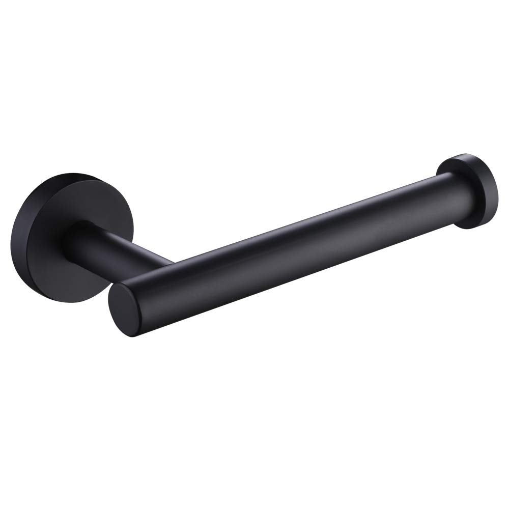 APLusee Matte Black Toilet Paper Holder, Stainless Steel Tissue Roll Hanger, Round TP Dispenser Wall Mount for Bathroom, Kitchen