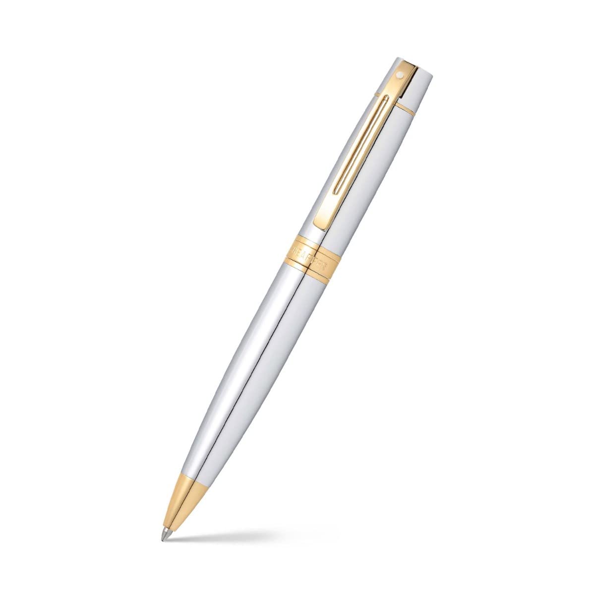 Sheaffer 300 Chrome Ballpoint Pen With Gold Tone Trim