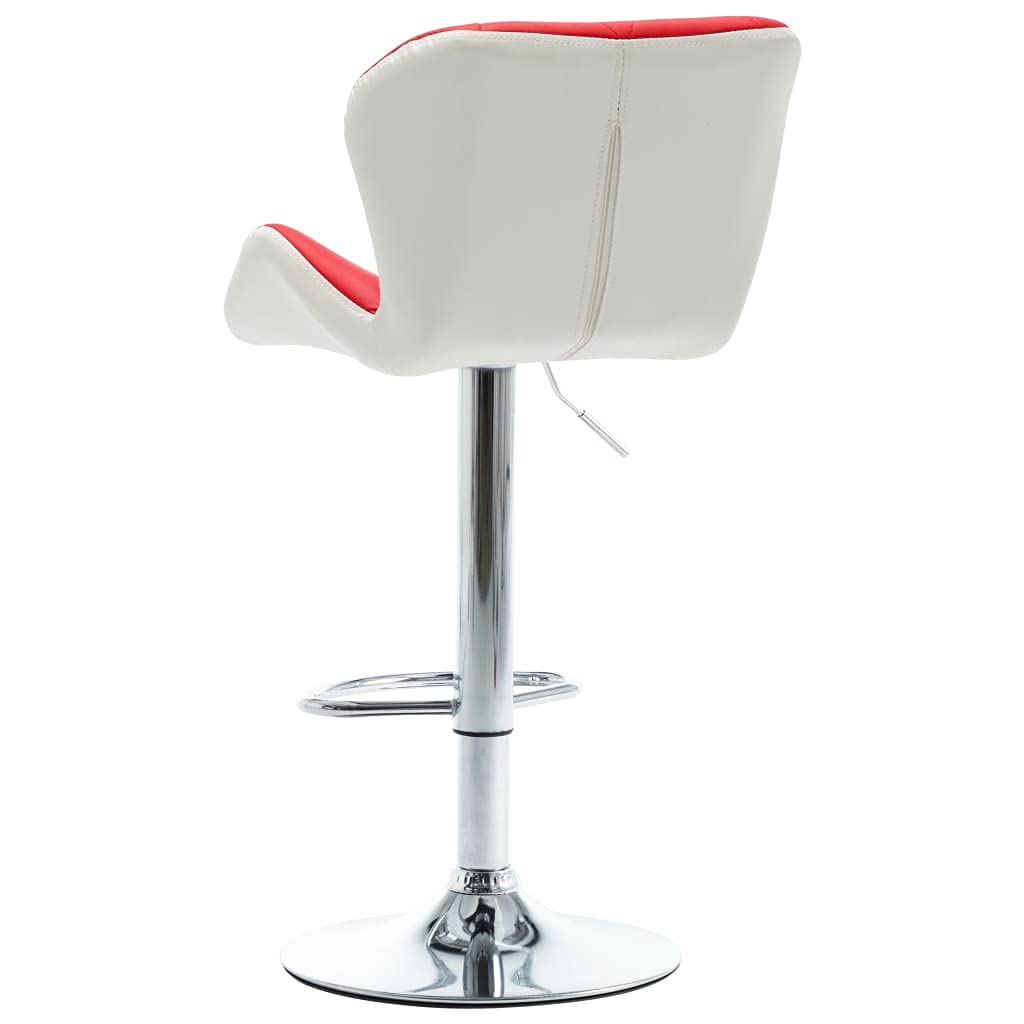 vidaXL Modern Red Faux Leather Bar Stool- Adjustable Pub Chair with Chrome-Plated Steel Frame, Footrest, 360-Degree Swivel, Easy-to-Clean, Highly Sturdy and Comfortable