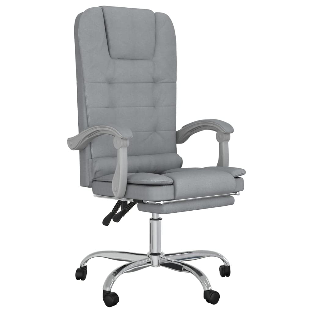 vidaXL Office Chair - Adjustable Reclining Function, Massage Point, Light Gray Fabric, 360-Degree Swivel & Rolling Castors, Sturdy Construction