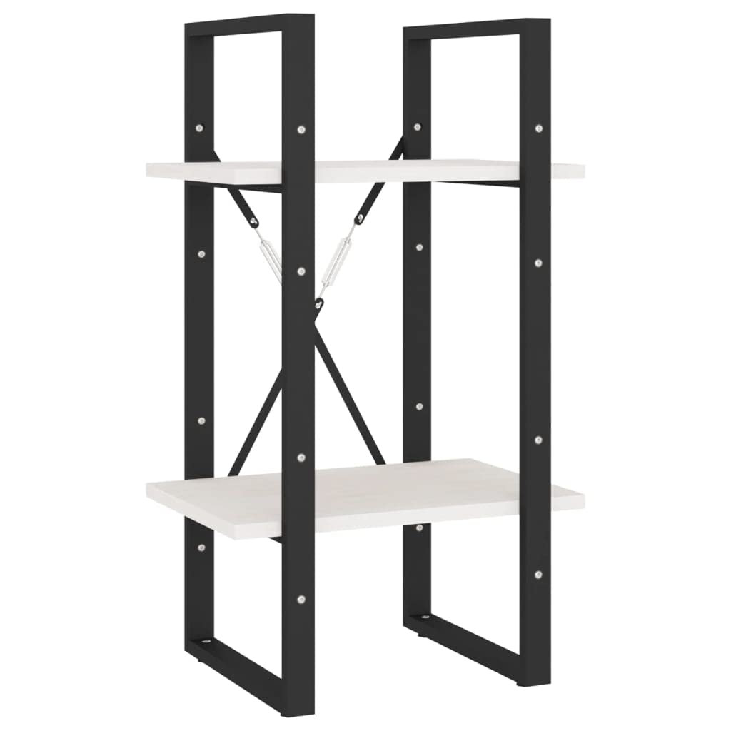 vidaXL Solid Pinewood 5-Tier Book Cabinet Home Indoor Living Room Wooden Storage Cabinet Organizer Bookcase Bookshelf Rack Furniture White 15.7&quot;