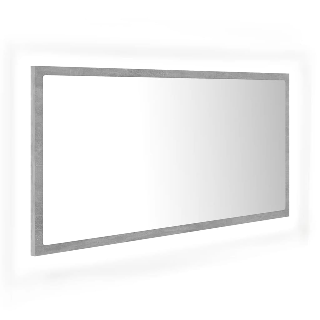 LED Bathroom Mirror Concrete Gray 35.4&quot;x3.3&quot;x14.6&quot; Engineered Wood