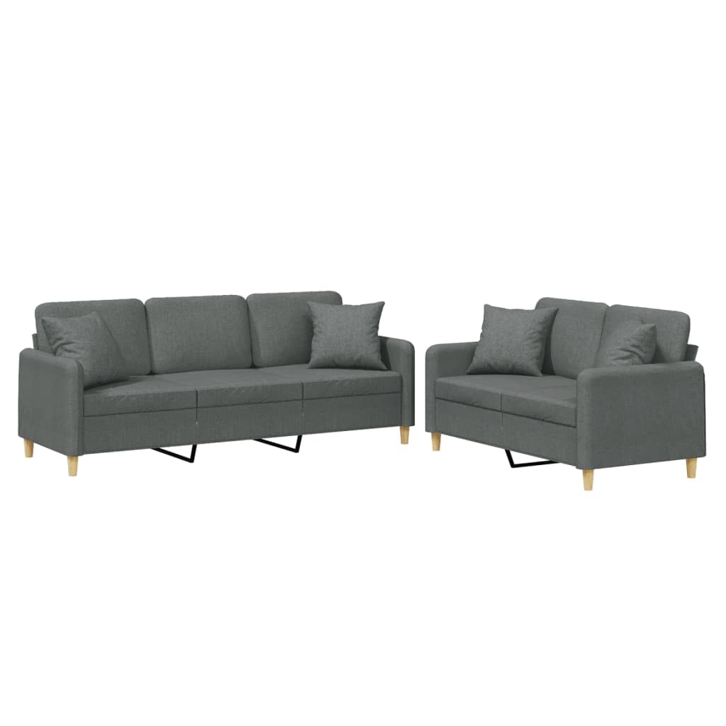 vidaXL 2-Piece Dark Gray Velvet Sofa Set