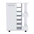 DEPOT E-SHOP Magda Bar Cart, 4 Casters, Single Door Cabinet, 2 External Shelves, White