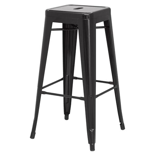 New Pacific Direct Metropolis Metal Backless Counter Stool 26&quot;,Indoor/Outdoor Ready,Black,Set Of 4