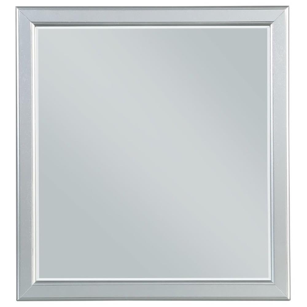 Acme Louis Philippe Wooden Rectangular Mirror In Platinum White