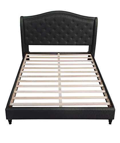 Best Master Furniture Sophie Upholstered Tufted Platform Bed, Black Queen