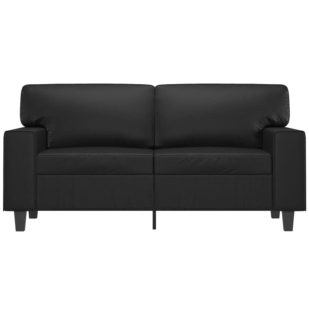 vidaXL Modern Black 2-Seater Sofa, 242.5 lb Load Capacity Per Seat, Faux Leather Upholstery with Sturdy Metal Frame, Suitable for Living Room or Office