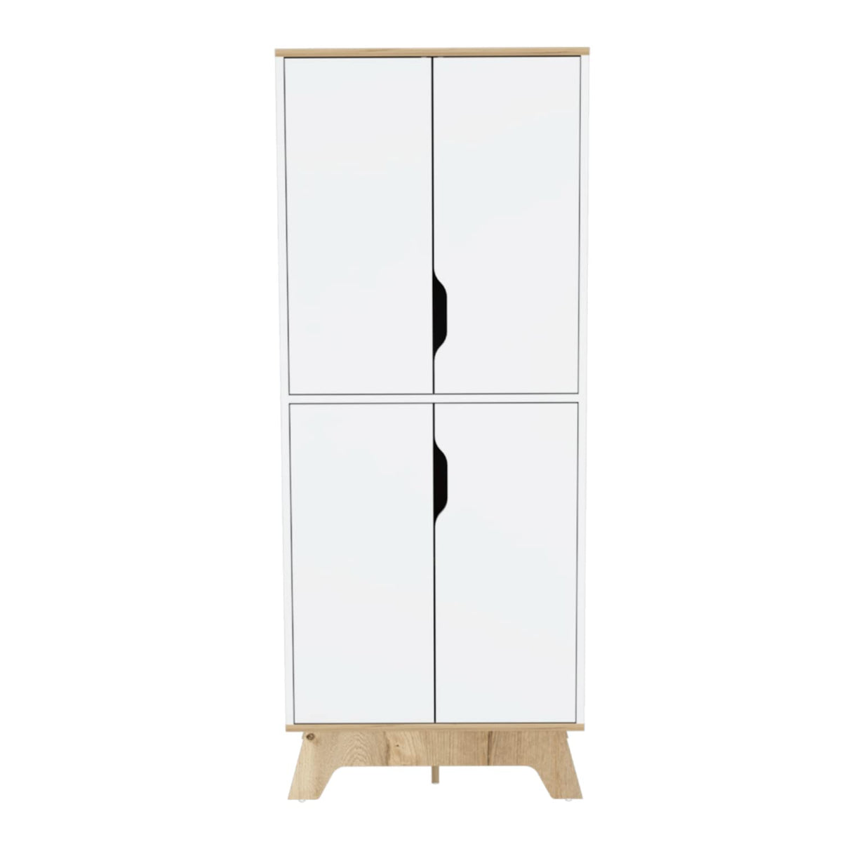 Multistorage Cabinet 59&quot; H, 4 Doors, 4 Internal Shelves, Light Oak/White