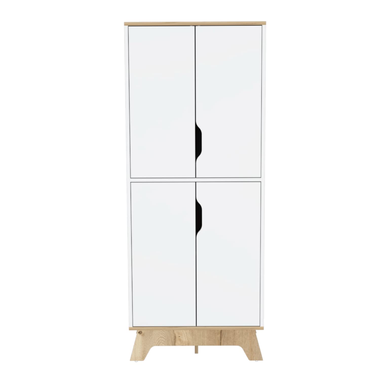 Multistorage Cabinet 59" H, 4 Doors, 4 Internal Shelves, Light Oak/White