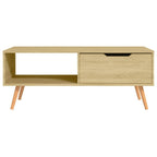 vidalXL Scandinavian Style Rectangular Coffee Table - Durable Engineered Wood and MDF Construction - Sonoma Oak Color