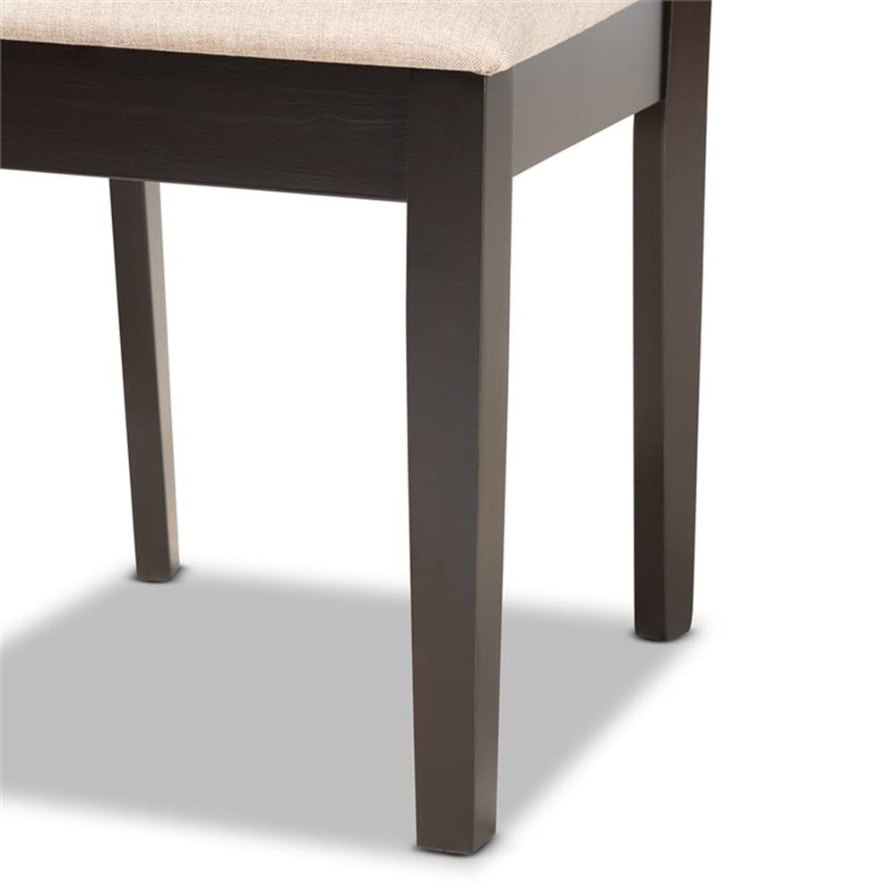 Baxton Studio Gervais Modern and Contemporary Sand Fabric Upholstered and Dark Brown Finished Wood 2-Piece Dining Chair Set