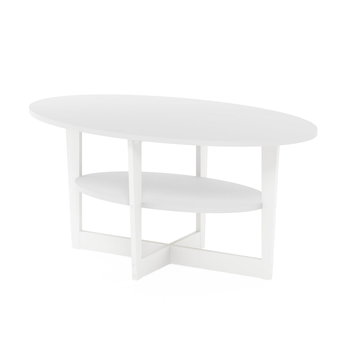 Furinno Jaya Oval Coffee Table, 35.43 (W) X 16.49 (H) X 19.69 (D) Inches, White