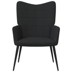 vidaXL Modern Design Relaxing Chair with Soft Black Fabric Upholstery and Steel Frame - Comfortable Padded Foam Seating
