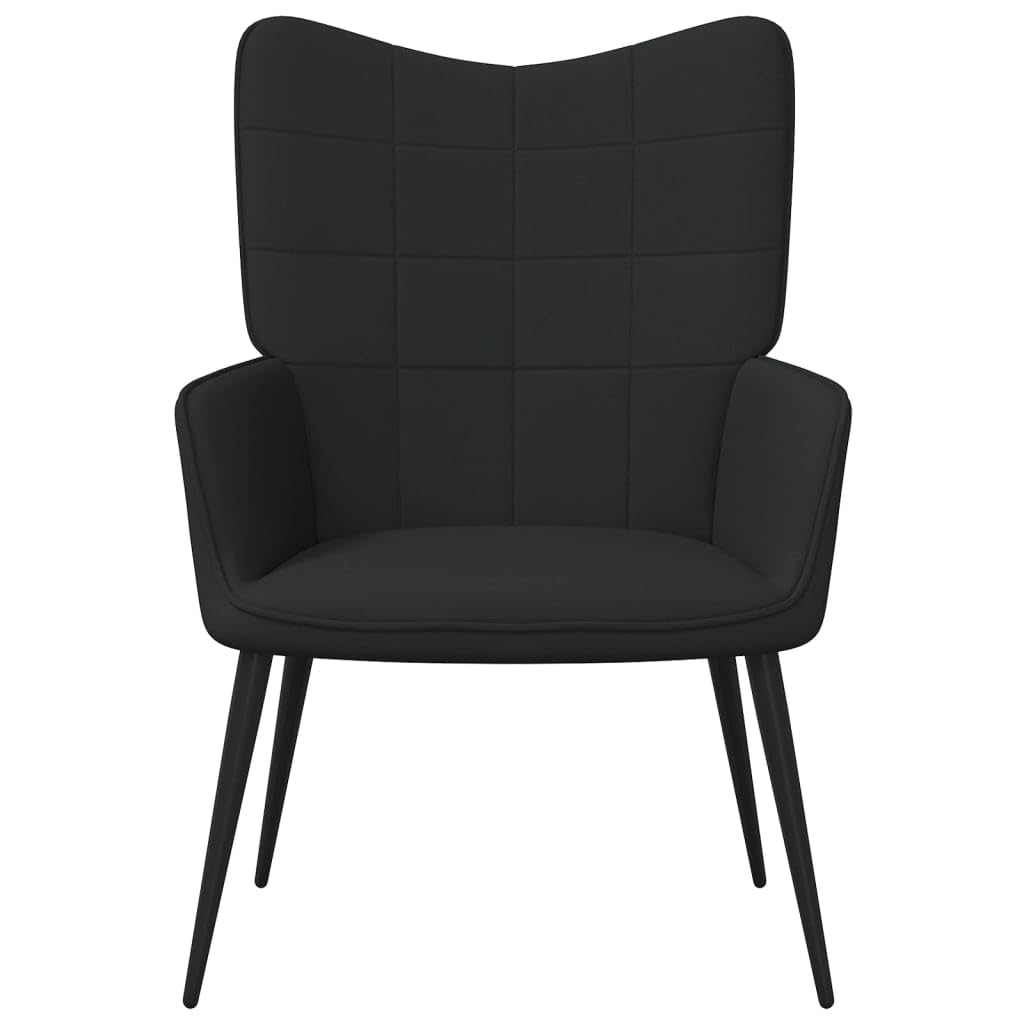 vidaXL Modern Design Relaxing Chair with Soft Black Fabric Upholstery and Steel Frame - Comfortable Padded Foam Seating