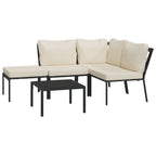 vidaXL 5 Piece Patio Lounge Set with Sand Cushions Steel