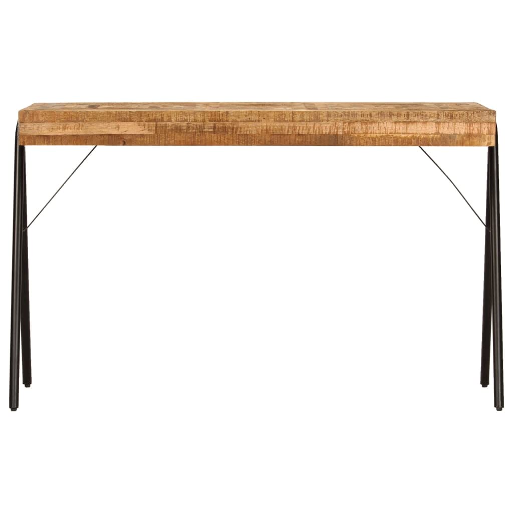 vidaXL Industrial Style Solid Mango Wood Writing Desk with Steel Legs - Vintage Charm, Easy Assembly, Multipurpose Table