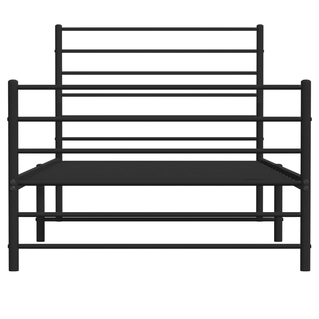vidaXL 12 Inch Twin XL Metal Bed Frame with Headboard & Footboard, No Box Spring Needed, Noise Free Platform Bed Frame with Steel Slats, Easy Assembly, Under Bed Storage, Minimalist, Black
