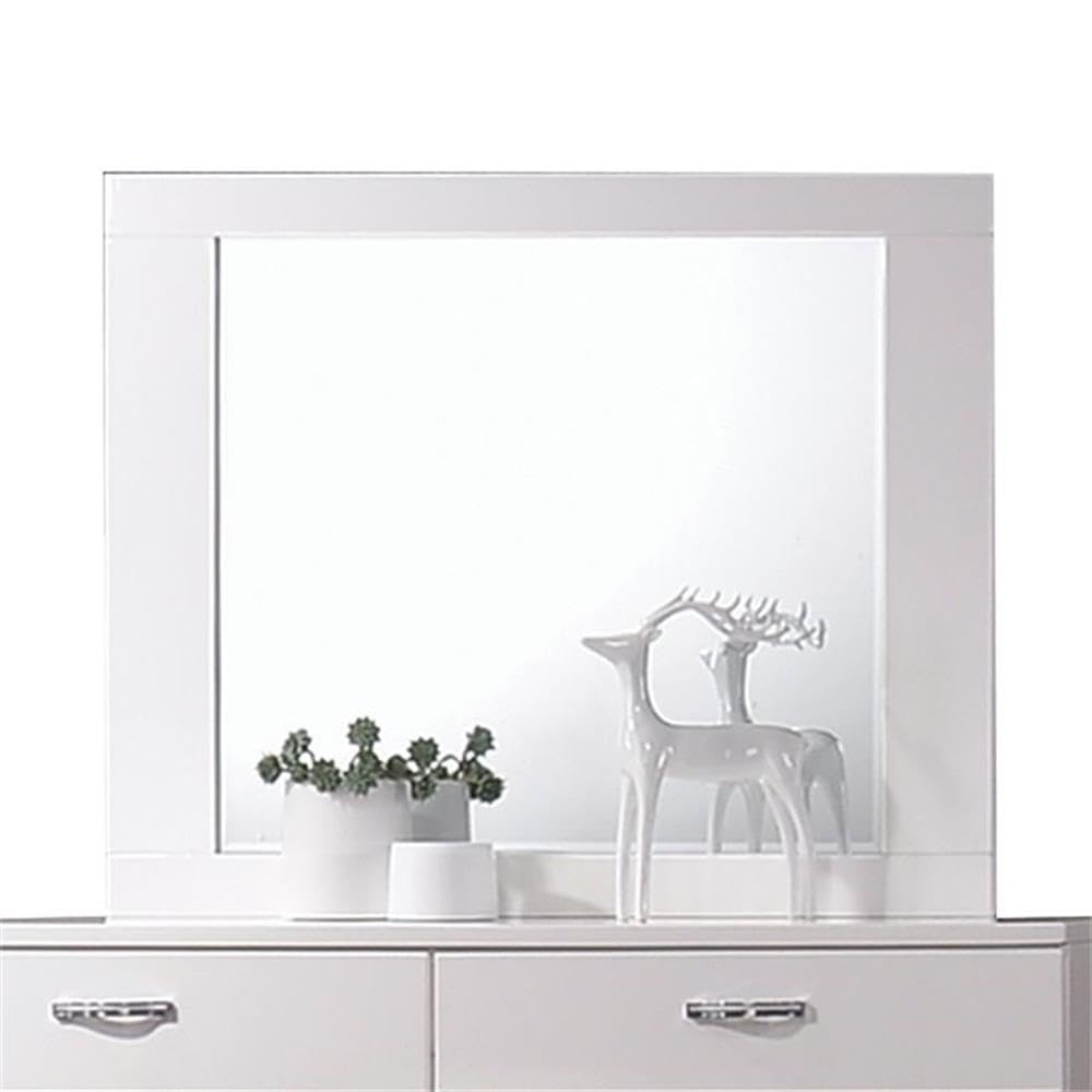 Acme Naima Ii Wooden Rectangular Mirror In White