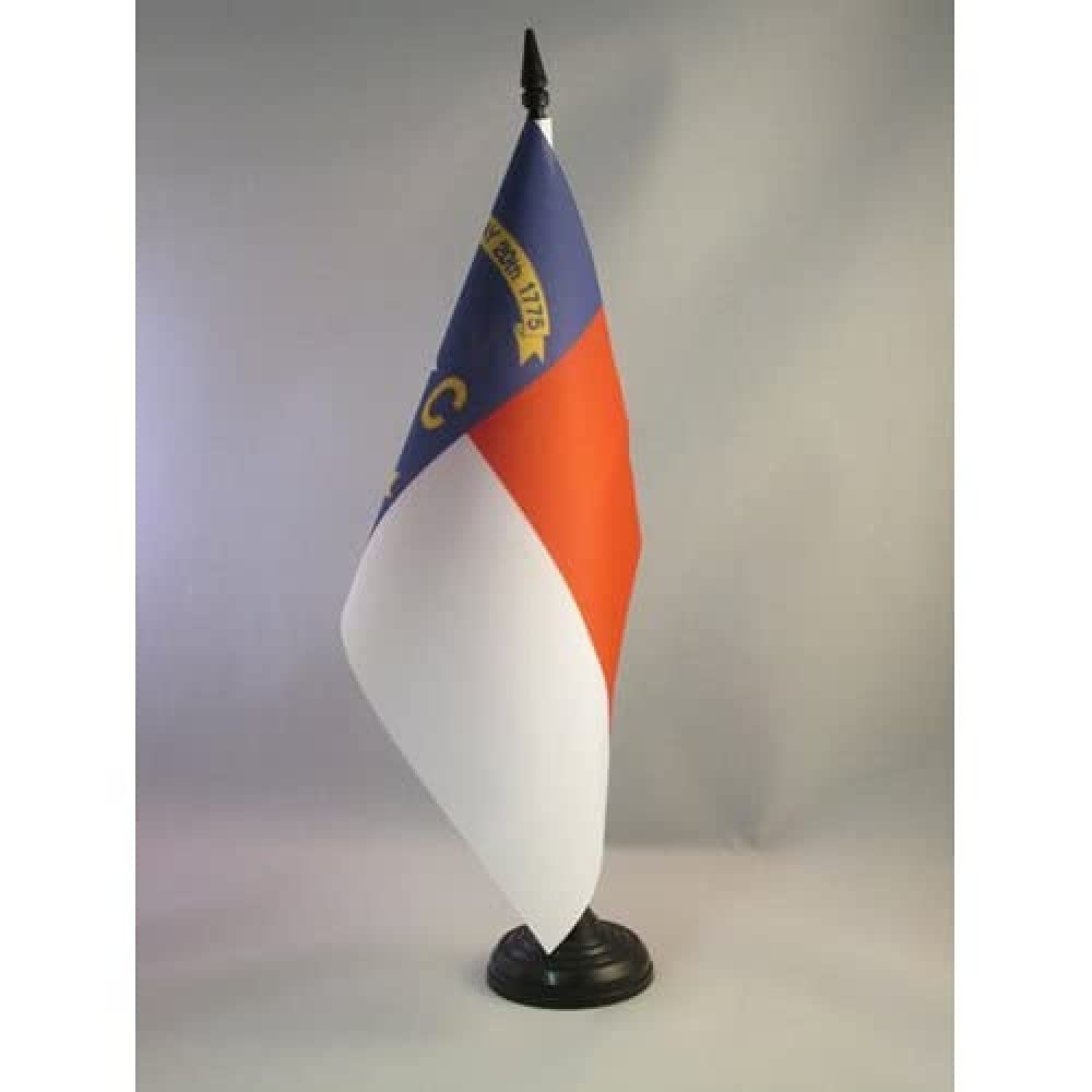 North Carolina Table Flag 5' X 8' - Us State Of Caroline Du Nord Desk Flag 21 X 14 Cm - Black Plastic Stick And Base - Az Flag