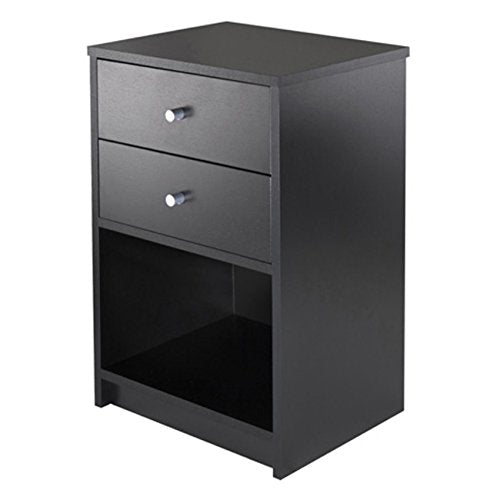 Ergode Deluxe Wood Sasha Accent Table | Sleek Curved Design | Ample Storage | Black Finish | Multiple Finishes Available | Assembly Hardware Included | 20" W x 20" D x 27" H (20936-VV)