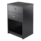 Ergode Deluxe Wood Sasha Accent Table | Sleek Curved Design | Ample Storage | Black Finish | Multiple Finishes Available | Assembly Hardware Included | 20" W x 20" D x 27" H (20936-VV)
