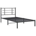 vidaXL Black Metal Bed Frame-Single 39.4"x78.7" with Headboard and Storage Space - Durable Steel Construction - Elegant Bedroom Furniture