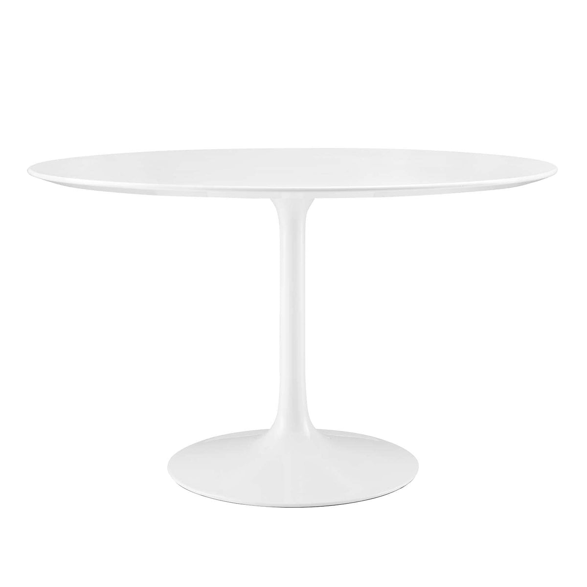 Modway Lippa 47&quot; Mid-Century Modern Dining Table with Round Top and Pedestal Base in White