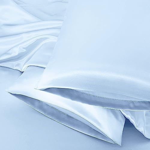 Aormenzy Black Satin Pillowcase For Hair And Skin, Satin Pillow Cases For Women Standard Size Set Of 2 With Envelope Closure Sil