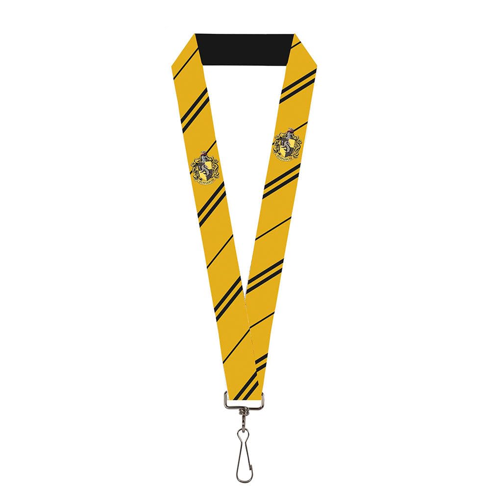 The Wizarding World Of Harry Potter Lanyard, Hufflepuff Crest Stripe Yellow Black, Elastic