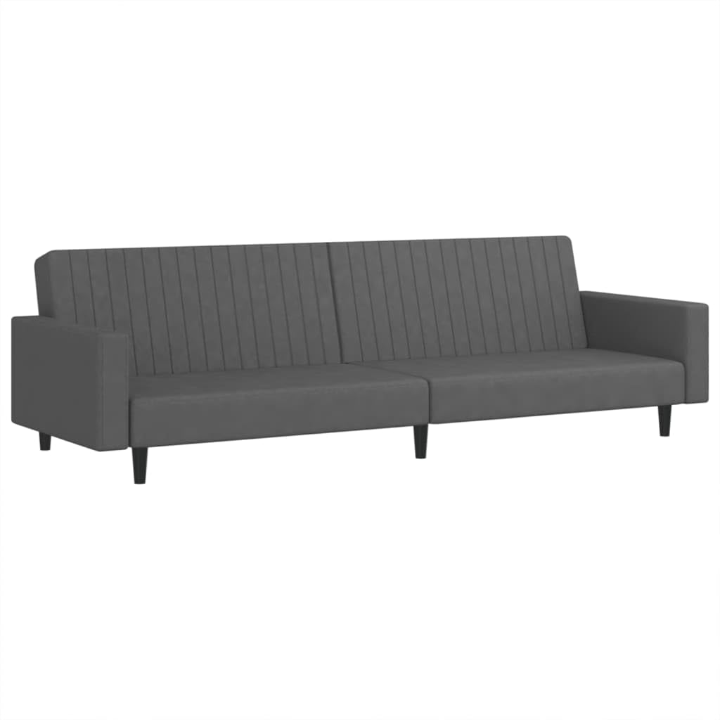 vidaXL Dark Gray Velvet 2-Seater Sofa Bed - Convertible Loveseat/Twin Sleeper with Wood Frame for Living Room, Studio, Home Office