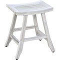 HomeRoots Compact Curvilinear Teak Shower Outdoor Bench in Driftwood Finish