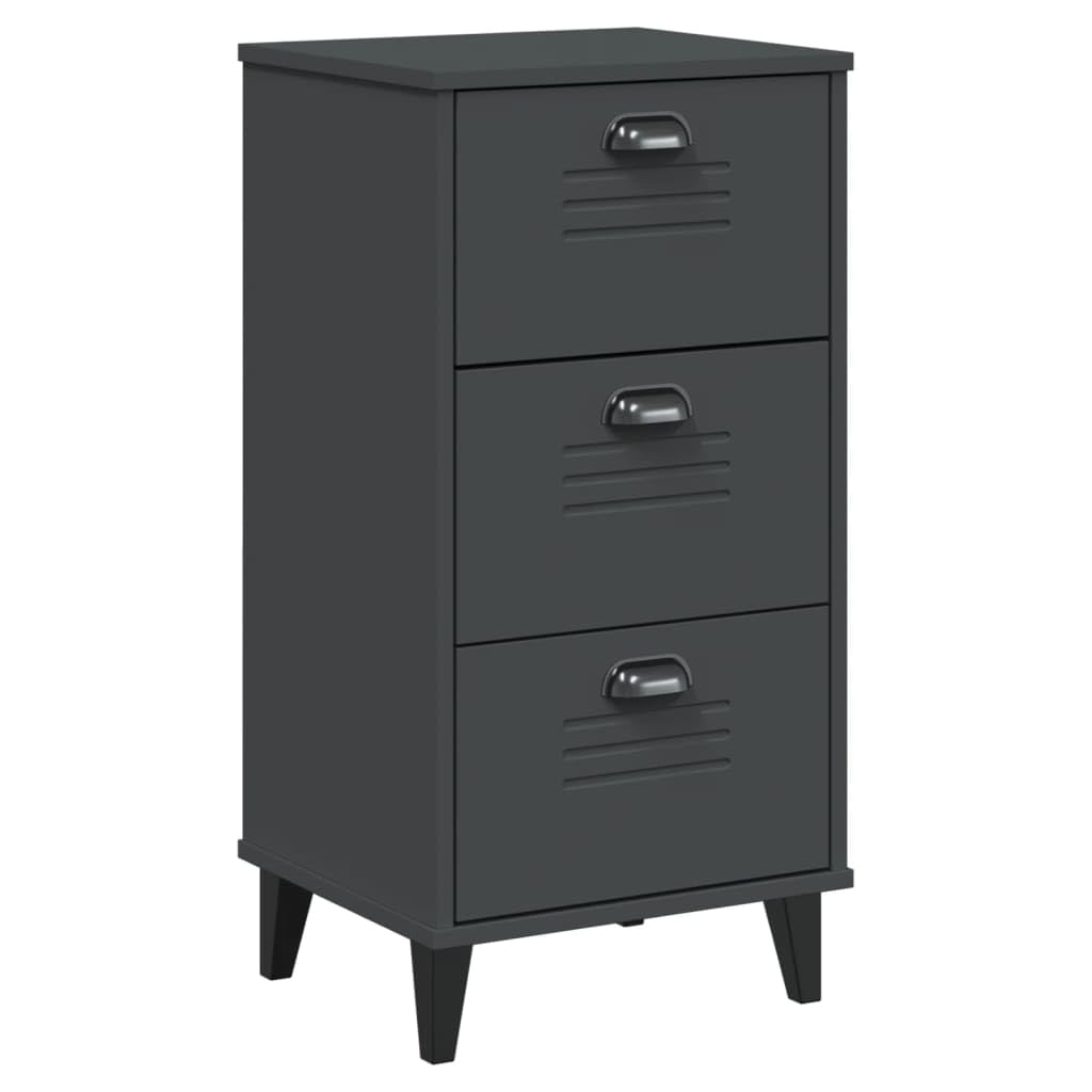 vidaXL Bedside Cabinet Accent End Table Bedroom Anthracite Gray – Engineered Wood Nightstand with 3 Drawers, 15.7&quot; x 13.8&quot; x 31.5&quot;, Industrial Style