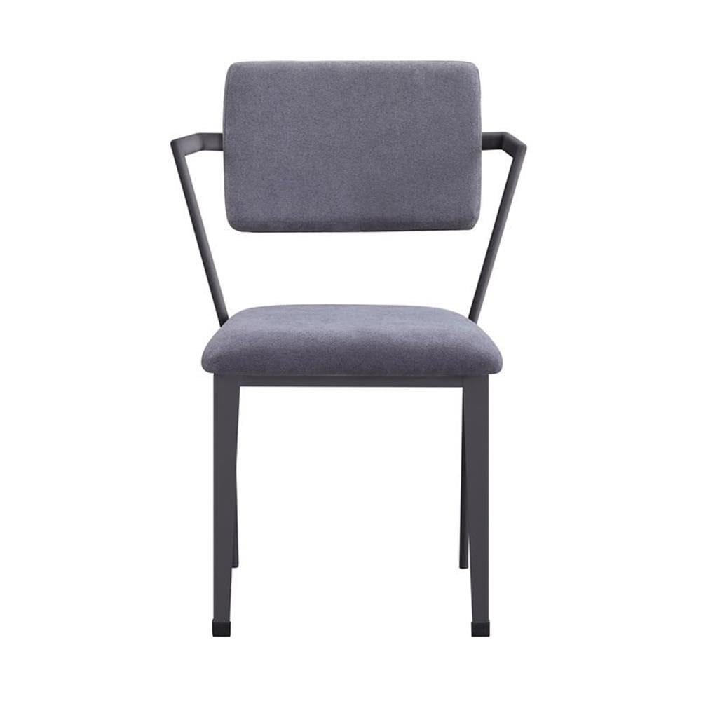 Acme Cargo Upholstered Dining Arm Chair in Gray and Gunmetal Set of 2