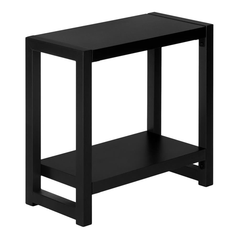 Monarch Specialties 2081 Accent Table, Side, End, Narrow, Small, 2 Tier, Living Room, Bedroom, Metal, Laminate, Black, Contemporary, Modern Table-22, 23.75' L x 11.75' W x 22' H