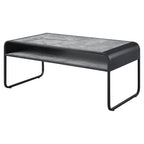 Acme Furniture Rectangular Coffee Table with Open Shelf, Concrete Gray and Black